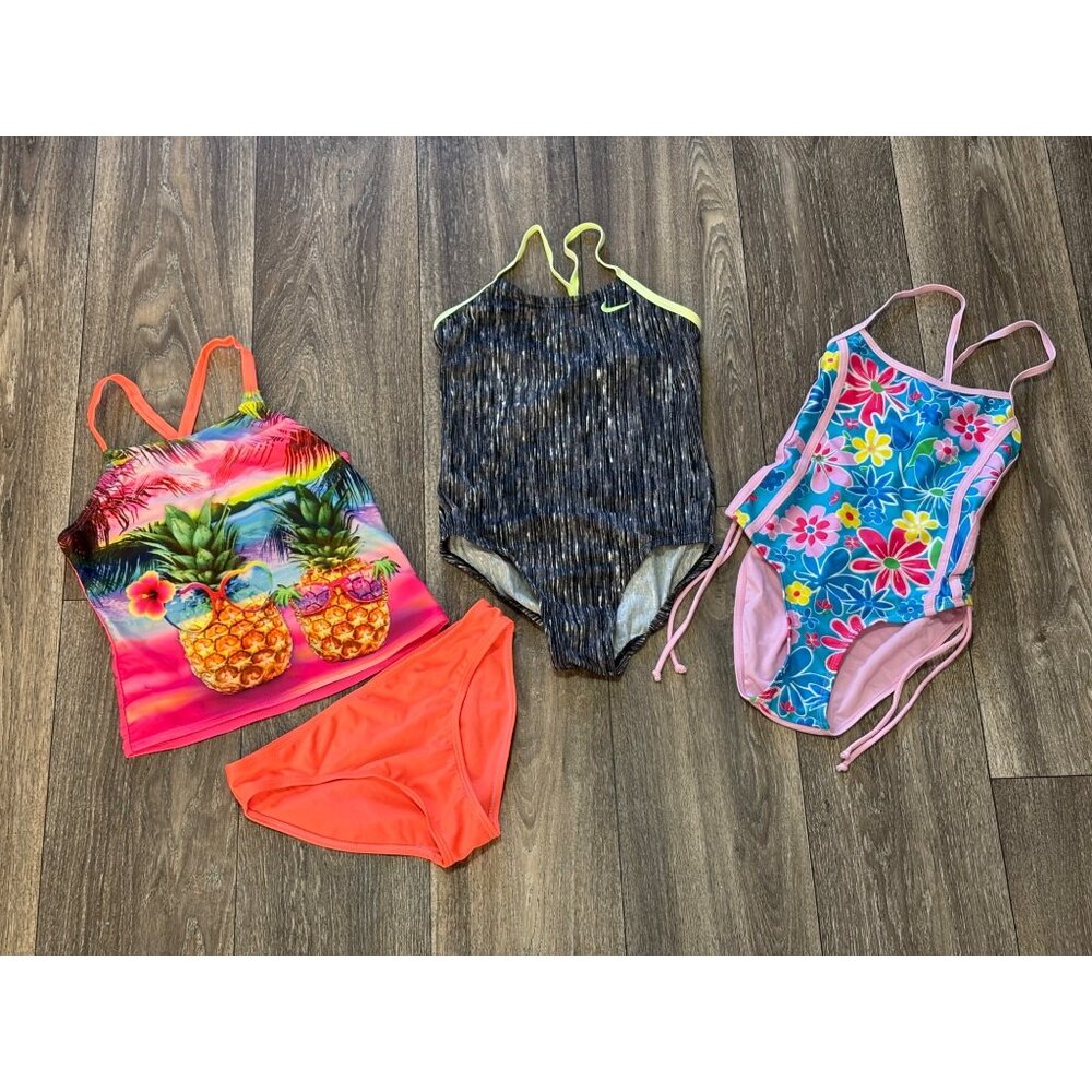 GIRLS SUMMER LOT SWIMWEAR SIZE 7-8 MULTICOLORED SWIMSET ONE PIECE